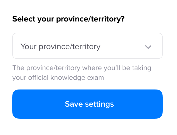 Select your province and save your selection