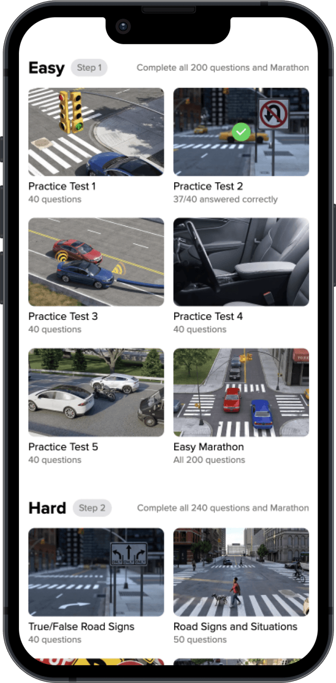 Tests.ca driver education program displayed on a smartphone